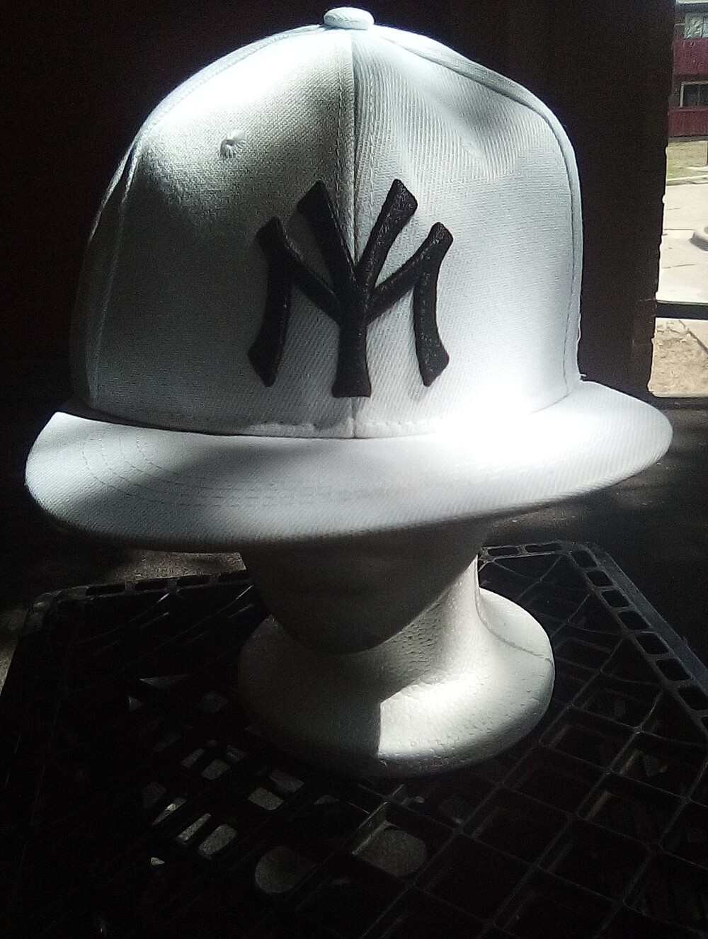 White Snapback Cap with Black NY Logo - New Era Style